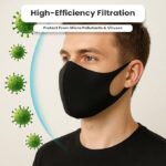 Yugan Anti Pollution Reusable and Washable Face Mask for Adult, Unisex, Soft Breathable Oxford Fabric (Black) - Image 5